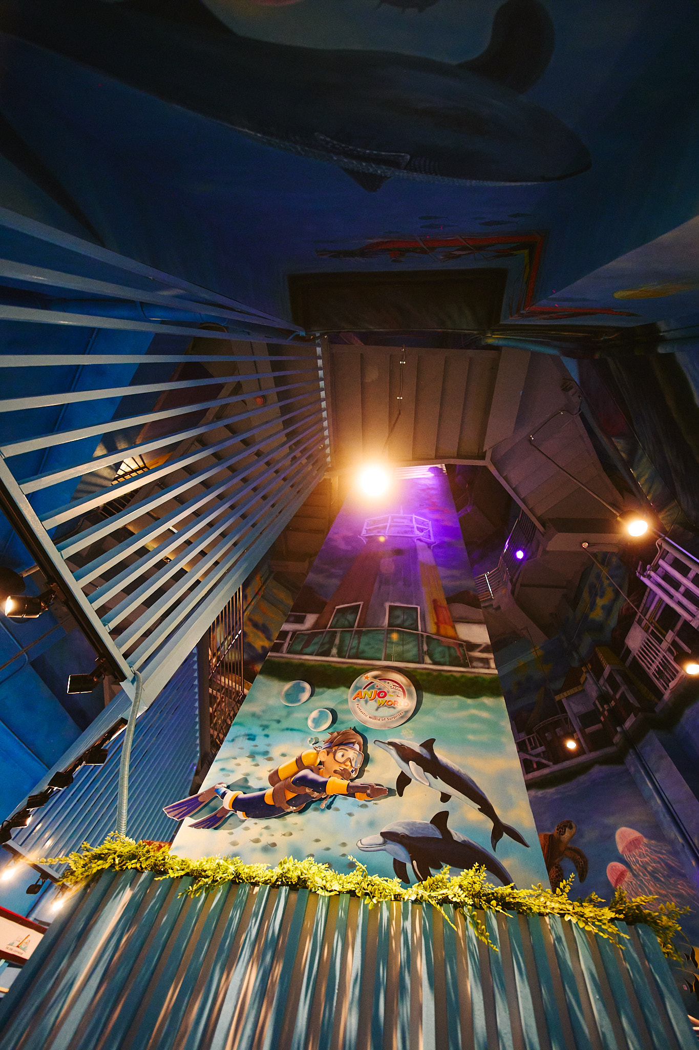 Mural stairwell inside The Cebu Lighthouse